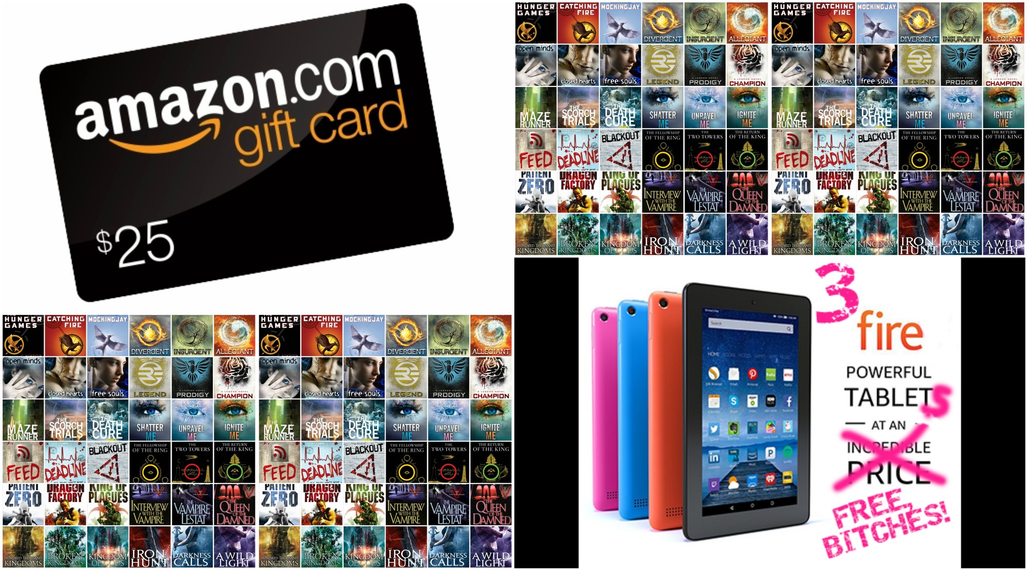 FREE GIVEAWAY! 3 Kindle Fires + $25 Amazon Gift Card + Free E-book Library